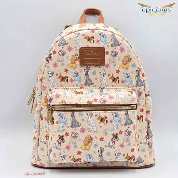 Loungefly Disney Dogs Floral Mini Backpack New - Picture 1 of 5